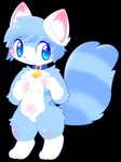 :3 anthro bell bell_collar blue_body blue_eyes blue_fur blush chest_tuft collar crotch_tuft female fluffy fluffy_tail fur hair pink_nose simple_background solo tail transparent_background tuft rzstar sky_(rzstar) domestic_cat felid feline felis mammal absurd_res alpha_channel hi_res