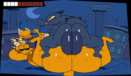 3_heads 3_toes after_orgasm after_sex anthro anthro_on_anthro anthro_penetrated anthro_penetrating anthro_penetrating_anthro anus anvil_position areola backsack ball_slap balls balls_deep big_areola big_balls big_breasts big_butt big_horn big_penis big_tail black_anus black_balls black_border black_eyes black_penis black_perineum black_sclera bodily_fluids border bottom_heavy bouncing_balls bouncing_breasts breasts brown_areola butt butt_size_difference city city_background clenched_teeth closed_smile cum cum_in_vagina cum_inside cum_meter cum_on_butt cum_on_own_penis cum_on_penis cum_on_self curvy_figure cute_fangs darkened_anus darkened_balls darkened_genitalia darkened_penis darkened_perineum detailed_background duo erection excessive_cum excessive_genital_fluids eyes_closed fangs feet female female_penetrated from_front_position gameplay_mechanics genital_fluids genitals glistening glistening_anus glistening_balls glistening_butt glistening_genitalia grey_body grey_skin grey_tail half-closed_eyes horn huge_areola huge_breasts huge_butt legs_up looking_pleasured lying male male/female male_penetrating male_penetrating_female monotone_body monotone_skin mouth_closed multi_head nails narrowed_eyes nude on_another on_back open_mouth open_smile orange_anus overbite pear-shaped_figure penetration penile penile_penetration penis penis_in_vagina perineum pupils rear_view red_tongue satisfied scales sex sharp_teeth slap slit_pupils smile smirk snout tail teeth thick_thighs toes tongue tongue_out vaginal vaginal_penetration voluptuous_anthro voluptuous_female wide_hips x_anus yellow_body yellow_eyes yellow_scales yellow_sclera yellow_skin superiorfox european_mythology godzilla_(series) greek_mythology monsterverse mythology toho godzilla king_ghidorah ghidorah_(species) hydra kaiju monster mythological_creature reptile scalie 2026 2d_animation animated colored digital_media_(artwork) flat_colors frame_by_frame no_sound shaded short_playtime simple_shading video widescreen