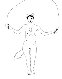 animal_genitalia animal_vulva anthro black_claws black_eyes black_hair breasts canine_genitalia canine_vulva casual_nudity claws ears_up exercise female fur genitals grey_nipples grey_nose hair jump_rope jumping medium_breasts multi_nipple nipples pointy_ears prick_ears snout solo supernumerary_nipples tail tail_motion tailwag white_body white_fur clovis_mcotis creative_commons canid canine canis mammal wolf 2026 2d_animation animated hi_res rotoscoping