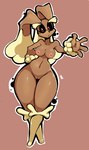 anthro areola big_butt breasts brown_body brown_fur butt female front_view fur genitals inverted_nipples medium_breasts nipples pink_areola pink_eyes pink_nipples pussy scut_tail short_tail smile solo tail thick_thighs wide_hips yellow_body yellow_fur macarroni nintendo pokemon generation_4_pokemon lagomorph leporid lopunny mammal pokemon_(species) absurd_res full-length_portrait hi_res portrait