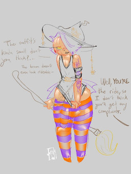 blush bulge clothing costume dialogue dirty_talk embarrassed eyelashes femboy food for_a_head forced fruit glistening glistening_body hat headgear headwear holidays legwear long_eyelashes magic_user male offscreen_character outline plant pumpkin pumpkin_head shirt suggestive tank_top tattoo thigh_highs tight_clothing topwear witch witch_hat inkdoll halloween animate_inanimate elemental_creature flora_fauna object_head sketch