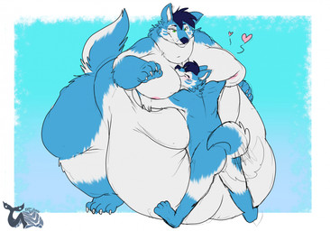 anthro belly big_belly blue_body blue_fur blue_hair clone fur green_eyes hair hug huge_belly male male/male moobs morbidly_obese morbidly_obese_anthro multicolored_body multicolored_fur nude obese obese_anthro obese_male overweight overweight_anthro overweight_male reflection self_love size_difference slightly_chubby squish white_body fatty-sashimi wintie canid canine canis domestic_dog husky hybrid mammal nordic_sled_dog spitz wolf 2025 digital_media_(artwork) hi_res
