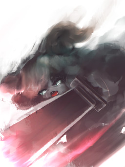 angry anthro attack bangs black_lips black_nose blonde_hair blue_eyes bodily_fluids brown_ears circle_eyebrows clothed clothing eyebrows eyelashes floppy_ears glistening glistening_eyes hair holding_object holding_weapon kemono lips melee_weapon open_mouth pupils red_tongue short_hair solo sword tears teeth tongue weapon white_eyebrows hasukii bon_(hasukii) canid canine mammal 3:4