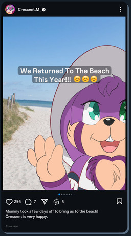 anthro beach cellphone clothing electronics emoji family female fur fur_markings greeting_viewer hat headgear headwear heterochromia influencer long_ears looking_at_cellphone looking_at_object looking_at_phone markings neck_tuft phone photo photo_background purple_body selfie selfie_pose smile smiling_at_viewer social_media solo swimwear teeth_showing text tuft young young_female lunamuenster wildstar crescent_muenster_(character) ailurid chua hybrid mammal red_panda rodent absurd_res english_text hi_res mixed_media photography_(artwork)