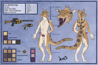 animal_genitalia animal_penis anthro balls brown_body brown_fur brown_markings brown_scales canine_genitalia canine_penis clothed clothing forked_tongue fur genitals gun handgun knot male mane markings nude open_mouth penis pistol purple_mouth ranged_weapon rattle_(anatomy) rifle scales simple_background solo teeth text tongue weapon yellow_eyes blokfort fallout microsoft canid canine canis coyote hybrid mammal night_stalker_(fallout) pit_viper rattlesnake reptile scalie snake viper 2026 english_text model_sheet