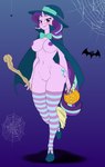 anthro anthrofied areola big_breasts biped blush breasts clothing female genitals hat headgear headwear holidays horn legwear nipples pussy smile solo thick_thighs thigh_highs witch_hat pia-sama friendship_is_magic halloween hasbro my_little_pony mythology starlight_glimmer_(mlp) equid equine mammal mythological_creature mythological_equine unicorn hi_res