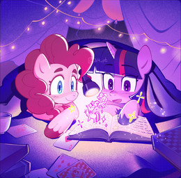balloon bedding blanket book card container cup duo female female/female feral flashlight horn inflatable magic pillow_fort playing_card prehensile_hair 314pt friendship_is_magic hasbro my_little_pony mythology pinkie_pie_(mlp) twilight_sparkle_(mlp) earth_pony equid equine horse mammal mythological_creature mythological_equine pony unicorn hi_res