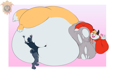 anthro belly big_belly big_moobs bodily_fluids clothing cum dessert doughnut duo food genital_fluids hug huge_belly huge_moobs hyper hyper_belly hyper_moobs jacket male male/male moobs navel navel_fetish navel_penetration obese obese_anthro obese_male overweight overweight_anthro overweight_male pastry penetration penis_in_navel tail topwear wardrobe_malfunction midsummernightsdream zero_(kitsunezero) canid canine canis domestic_dog fox mammal absurd_res colored hi_res watermark