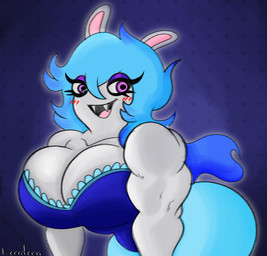 anthro big_breasts blue_background blue_clothing blue_dress blue_hair blush blush_lines breasts cleavage clothed clothed_anthro clothed_female clothing collarbone dotted_background dress eyelashes fangs female female_anthro fur glowing glowing_body hair lidded_eyes light long_ears long_hair multicolored_hair muscular muscular_anthro muscular_arms muscular_female noseless open_mouth open_smile pattern_background pink_inner_ear pink_tongue purple_eyes simple_background smile solo straight_arms teeth text tongue two_tone_hair white_body white_fur wide_hipped_anthro wide_hipped_female lerntern mario_bros mario_plus_rabbids_sparks_of_hope nintendo raving_rabbids rayman_(series) ubisoft midnite_(mario_plus_rabbids) ghost hybrid lagomorph mammal rabbid spirit 2023 artist_name colored crossover digital_drawing_(artwork) digital_media_(artwork) english_description half-length_portrait lighting portrait