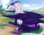 anus atherian balls butt digitigrade erection feathered_wings feathers feral fluffy genitals knot male mountain penis purple_anus purple_knot purple_penis quadruped solo tail wings enda_myx mythology atherianthederg dragon mythological_creature mythological_scalie scalie hi_res