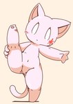 anthro blush empty_eyes eyelashes female holding_leg_up looking_at_viewer navel neutral_expression nipples on_one_leg one_leg_up pawpads pink_body raised_leg shadow simple_background solo standing tail crepix 2channel shii_(2channel) 2015 low_res