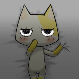 anthro bed black_eyes blush bodily_fluids chibi eyelashes featureless_chest female fur furniture genitals grabbing_sheets half-closed_eyes lying lying_on_bed narrowed_eyes nude on_back on_bed shadow solo tears vulva white_body white_fur yellow_body yellow_fur uhee doko_demo_issho sony_corporation sony_interactive_entertainment nyavatar domestic_cat felid feline felis mammal 1:1 2015 shaded
