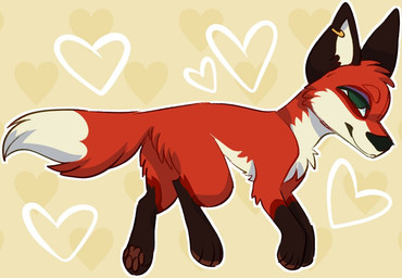 abstract_background chibi ear_piercing eyeshadow female feral heart_symbol makeup piercing solo pariahpuppy eda_the_thief_(queenkoko) canid canine fox mammal