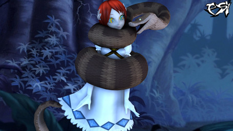 ambiguous_gender bestiality breasts brown_body brown_scales clothed clothed_female clothed_human clothing coiling dress duo female feral gloves hair handwear human_on_feral hypnosis interspecies mind_control outside red_hair restrained ringed_eyes scales white_clothing white_dress white_gloves white_handwear psikokinetic sharkstuff_(modeler) sega sonic_the_hedgehog_(series) the_jungle_book kaa_(jungle_book) princess_elise_the_third human mammal python reptile scalie snake 16:9 2026 3d_(artwork) digital_media_(artwork) hi_res source_filmmaker_(artwork) widescreen male_(lore)