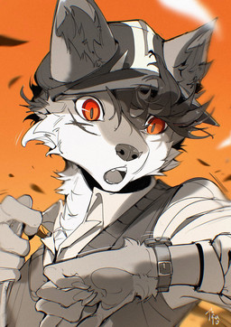 5_fingers anthro baseball_cap brown_body brown_fur brown_hair brown_inner_ear_fluff claws clock clothed clothed_anthro clothed_male clothing collared_shirt countershade_face countershade_fur countershade_torso countershading dress_shirt facial_scar finger_claws fingerpads fingers fur furgonomic_hat furgonomic_headwear furgonomics hair hat headgear headwear holding_object inner_ear_fluff looking_at_watch male motion_lines open_mouth orange_background pawpads pupils red_eyes ringed_iris scar shirt simple_background slit_pupils solo tongue_showing topwear tuft vest watch white_body white_fur white_sclera wristwatch chiayeeee canid canine fox mammal 2025 bust_portrait digital_drawing_(artwork) digital_media_(artwork) hi_res portrait