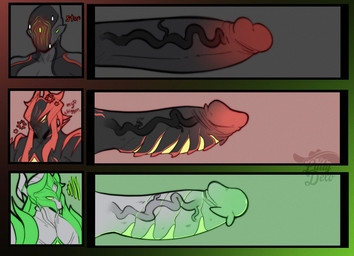 chart genitals green_body green_penis group humanoid_genitalia humanoid_penis male orion_(warframe) penis penis_chart red_body red_penis ribbed_penis side_view sirius_(warframe) size_chart size_difference trio vein veiny_penis ladydexo digital_extremes tencent warframe stalker_(warframe) humanoid warframe_(species)