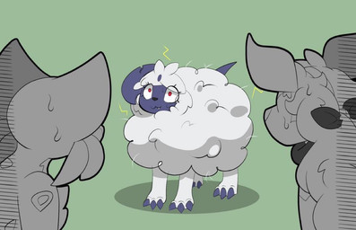 :3 blue_body blue_fur bodily_fluids chipped_horn claws cute_fangs electricity embarrassed fangs female feral fluffy fur group horn kerchief looking_at_another male puffed_up simple_background static_electricity sweat sweatdrop teeth trio white_body white_fur blackravebow nintendo pokemon pokemon_mystery_dungeon spike_chunsoft bowtirage ling_(blackravebow) ruse_(blackravebow) absol canid canine generation_3_pokemon generation_5_pokemon liepard mammal mightyena pokemon_(species) hatching_(art) monochrome restricted_palette shaded