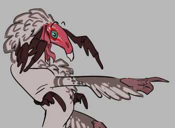 anthro excited gesture hand_gesture male open_mouth pointing solo tongue tongue_out worrmgutssss valk_(worrmgutssss) accipitriform avian bird new_world_vulture turkey_vulture vulture