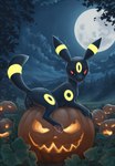 animal_genitalia animal_pussy anus canine_genitalia canine_pussy feet female feral food fruit genitals holidays jack-o'-lantern moon night pawpads paws plant pumpkin pumpkin_patch pupils pussy raised_tail red_sclera slit_pupils soles solo tail toes niffad halloween nintendo pokemon eeveelution generation_2_pokemon pokemon_(species) umbreon