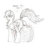 2013 anus balls big_balls black_and_white cock_vore cutie_mark dialog dickgirl english_text equine feral friendship_is_magic hair horse hyper hyper_balls intersex looking_at_viewer mammal monochrome my_little_pony pegasus penis pony rainbow_dash_(mlp) rusticpony sketch solo standing text urethral urethral_penetration vorarephilia vore wings
Rating: Explicit
Score: 6
User: lemongrab
Date: September 09, 2013