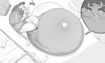 anthro balls bedroom big_balls big_penis bodily_fluids clothed clothing cock_vore crossdressing digestion duo femboy foreskin fully_inside genital_fluids genitals huge_balls huge_penis humanoid_genitalia humanoid_penis hyper hyper_balls hyper_genitalia hyper_penis inside_balls internal male male/male penile penis precum tail vore kalnareff mythology kalnareff_(character) dragon lagomorph leporid mammal mimic mythological_creature mythological_scalie rabbit scalie absurd_res digital_media_(artwork) hi_res monochrome