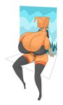 3_toes 4_fingers abstract_background anthro arm_support big_breasts bikini blush blush_lines bra breasts camel_toe clothing collarbone facial_tuft feet female fingers fur hair huge_breasts hyper hyper_breasts leaning leaning_backward legwear looking_at_viewer mouthless orange_body orange_fur orange_hair simple_eyes sitting solo stockings string_bikini swimwear toes tuft two-piece_swimsuit underwear vertical_bar_eyes wide_hips 4four44 sig_(4four44) canid canine mammal 2024 digital_media_(artwork) full-length_portrait hi_res portrait