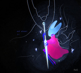 2_horns ambiguous_gender anthro biped blue_text cloak clothed clothing empty_eyes eyes_closed fingers group holding_melee_weapon holding_object holding_weapon horn melee_weapon sitting text trio weapon nacl hollow_knight_(franchise) team_cherry hollow_knight_(character) hornet_(hollow_knight) the_knight_(hollow_knight) arthropod vessel_(species) 2026 english_text hi_res signature female_(lore) half_sister_(lore) sibling_(lore) sister_(lore)