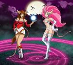 anthro clothed clothing duo female knight skimpy warrior desingahv capcom darkstalkers konami league_of_legends riot_games rocket_knight_adventures tencent ahri_(lol) felicia_(darkstalkers) princess_flora princess_sherry