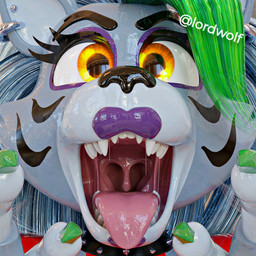 4_fingers anthro areola black_nose bodily_fluids claws clothed clothing ear_piercing ear_ring female fingers glistening glistening_body green_claws green_highlights grey_hair hair highlights_(coloring) imminent_vore lipstick looking_at_viewer machine makeup mouth_shot open_mouth piercing pointy_ears prick_ears purple_lipstick ring_piercing saliva solo teeth tongue tongue_out uvula vore yellow_eyes lordwolf coolioart_(modeler) five_nights_at_freddy's five_nights_at_freddy's:_security_breach scottgames steel_wool_studios roxanne_wolf animatronic canid canine canis mammal robot wolf 1:1 2024 3d_(artwork) digital_media_(artwork) hi_res