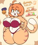 anthro areola areola_slip bell bell_collar big_breasts bra breasts clothing collar curvy_figure cute_fangs dipstick_tail directional_arrow fangs female front_view fur green_eyes hair hourglass_figure huge_breasts huge_hips huge_thighs inner_ear_fluff markings nipple_slip nipples open_mouth orange_body orange_fur orange_hair panties pink_nipples pink_nose pupils red_bra red_clothing red_panties red_stripes red_underwear slit_pupils smile solo striped_body striped_fur stripes tail tail_markings teeth thick_thighs tuft underwear voluptuous white_body white_fur white_inner_ear wide_hips pkfirefawx summer_(pkfirefawx) domestic_cat felid feline felis mammal 2025 absurd_res hi_res model_sheet