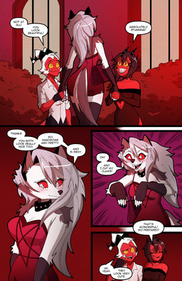 anthro bisexual bisexual_female black_nose blush breasts claws clothed clothed_anthro clothed_female clothed_humanoid clothed_male clothing collar collared_shirt cutout dialogue dress dress_shirt excited feet female female/female female_anthro fur grey_body grey_fur grey_hair grin group hair hand_holding hindpaw horn husband_and_wife long_comic long_hair male male/female male_humanoid married_couple multicolored_body multicolored_fur navel navel_cutout paws purse red_body red_sclera red_skin restaurant shirt smile spiked_collar spikes standing tail teeth text throuple tongue topwear trio two_tone_body two_tone_fur white_body white_eyes white_fur white_hair swain_(artist) hellaverse helluva_boss mythology loona_(helluva_boss) millie_(helluva_boss) moxxie_(helluva_boss) canid canid_demon canine demon hellhound humanoid imp mammal mythological_canine mythological_creature 2025 comic digital_media_(artwork) english_text hi_res url