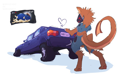 ambiguous_gender anthro anthro_penetrating bodily_fluids breed car car_sex cum cum_in_exhaust cum_inside duo enjoying exhaust exhaust_pipe exhaust_pipe_insertion genital_fluids genitals knot knotted_penis knotting machine male male/ambiguous male/male paws penetration penis sex shark_tail vehicle volvo_740 where_is_your_god_now x-ray_view c4rny toyotacarny volvo_(car) protogen hi_res