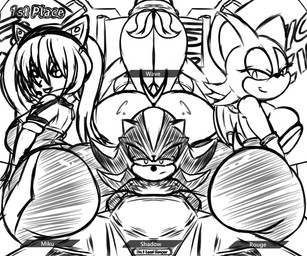 anthro big_breasts big_butt breasts butt car female gameplay_mechanics group huge_butt larger_female looking_back male race_car size_difference smaller_female smug_grin thick_thighs tired vehicle ultimateshadow sega sonic_racing:_crossworlds sonic_riders sonic_the_hedgehog_(series) vocaloid yamaha_corporation hatsune_miku rouge_the_bat shadow_the_hedgehog wave_the_swallow avian bat bird eulipotyphlan hedgehog hirundinid humanoid mammal oscine passerine swallow_(bird) 6:5 hi_res monochrome