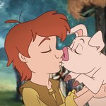 bestiality duo eyes_closed female feral hooves interspecies kiss_on_lips kissing male male/female male_on_feral madmax disney the_black_cauldron hen_wen taran_(disney) domestic_pig human mammal suid suine sus_(pig) 1:1 low_res