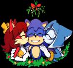 anthro anthro_on_anthro blush blush_lines bow_(feature) bracelet breasts canon_x_oc eyelashes eyes_closed female ffm group hair happy holidays jewelry kissing kissing_bough kissing_cheek male male/female mistletoe plant red_hair smile trio ketrindarkdragon archie_comics christmas sega sonic_legacy sonic_the_hedgehog_(archie) sonic_the_hedgehog_(comics) sonic_the_hedgehog_(series) fan_character fiona_fox sonic_the_hedgehog tempest_the_dolphin canid canine cetacean dolphin eulipotyphlan fox hedgehog mammal marine oceanic_dolphin toothed_whale alpha_channel