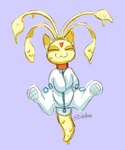 :3 ambiguous_gender astronaut collar feral orange_collar simple_background slime solo spacesuit tailbutt yellow_body bitelava neopets aisha_(neopets) alien_neopet custard_neopet goo_creature hybrid neopet_(species) hi_res