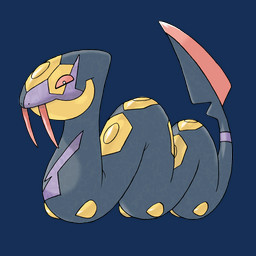 ambiguous_gender black_body border fangs limbless looking_at_viewer mouth_closed multicolored_body red_eyes red_fangs serpentine side_view simple_background solo teeth transparent_background ken_sugimori nintendo pokemon generation_3_pokemon pokemon_(species) seviper 1:1 alpha_channel full-length_portrait official_art portrait