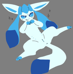 anus blue_eyes blue_markings clitoris female feral fur genitals humanoid_genitalia humanoid_genitalia_on_feral humanoid_vulva humanoid_vulva_on_feral markings multi_nipple nipples presenting presenting_vulva smile smirk solo sparkles spread_legs spreading tail teasing vulva white_body white_fur artienvy nintendo pokemon canid canine eeveelution generation_4_pokemon glaceon mammal pokemon_(species) shiny_pokemon lineless