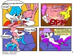1995 4:3 accessory ambiguous_penetration anthro anthro_on_anthro babs_bunny bedroom_eyes blue_penis bow_(feature) bow_accessory bow_ribbon buster_bunny carrot carrot_dildo comic dialogue digital_media_(artwork) duo_focus el_rico english_text erection female fifi_la_fume food food_fetish food_play from_front_position furniture genitals group hair_accessory hair_bow hair_ribbon half-closed_eyes happy happy_sex improvised_dildo improvised_sex_toy inside kneeling lagomorph leporid male male/female mammal mastery_position mephitid moan narrowed_eyes nude on_lap open_mouth penetration penis plant pussy quozl rabbit ribbons seductive sex sex_toy sitting sitting_on_lap skunk sofa spinning tail text tiny_toon_adventures toony vegetable vintage warner_brothers