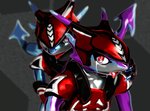 all_fours anthro armor bodily_fluids bokeh crying grey_background male purple_body purple_skin red_eyes saliva simple_background tears tongue tongue_out sdx3 dragonewt 2020 3d_(artwork) digital_media_(artwork)