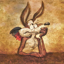 anthro arm_tuft athletic athletic_anthro athletic_male belly biped black_nose brown_body brown_finger_claws brown_fur casual_nudity chest_tuft claws elbow_tuft eye_roll eyebrows feathered_wings feathers finger_claws forearm_tuft forearms fur hand_on_snout head_tuft humanoid_hands male multicolored_body multicolored_fur nude pecs pose shoulder_tuft skinny solo tan_belly tan_body tan_eyebrows tan_fur text thinking tuft two_tone_body two_tone_fur wings stevethedragon looney_tunes warner_brothers wile_e._coyote angel canid canine canis cherub coyote mammal 2010 artist_name colored dated digital_drawing_(artwork) digital_media_(artwork) digital_painting_(artwork) krita_(artwork) painting_(artwork) pinup shaded