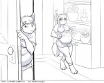 5:4 anthro breasts canid canine clothing comic faf fafcomics female fox greyscale hetty_(faf) mammal monochrome obese obese_anthro obese_female overweight overweight_anthro overweight_female solo
