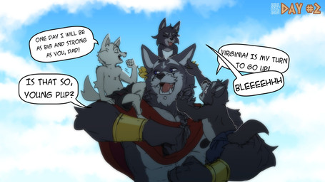 anthro armlet blue_eyes bodily_fluids bottomwear bracelet braided_hair cape carrying_another clothing cloud facial_hair female fur grey_body grey_fur group hair jewelry male mustache nipples piercing sky tears teeth text tongue white_body white_fur young young_female young_male soradezwolfox adastra adastra_(series) echo_project amicus_(adastra) cassius_(adastra) potes_(adastra) virginia_(adastra) canid canine canis mammal wolf 16:9 2024 english_text hi_res widescreen father_(lore) father_and_child_(lore) parent_(lore) parent_and_child_(lore)