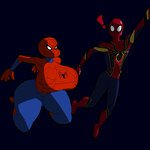 anthro big_breasts breasts clothing costume duo female huge_breasts male surprise thick_thighs kuge marvel spider-man_(series) peter_parker piku_(kuge) spider-man_(character) caviid guinea_pig human mammal rodent 1:1 hi_res