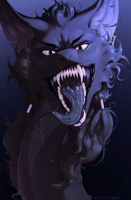 ambiguous_gender black_body black_fur black_tongue bodily_fluids detailed_mouth ear_piercing fangs feral forked_tongue fur gaping_mouth gradient_background long_tongue looking_at_viewer mouth_shot open_mouth piercing presenting_mouth saliva saliva_string simple_background solo teeth tongue murriel mythology riensifir_(zessique) dragon furred_dragon furred_scalie mythological_creature mythological_scalie scalie better_version_at_paywall hi_res watermark