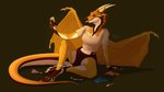 after_vore anklet anthro bone bracelet clothed clothed_anthro clothed_female clothing digitigrade female grin hard_vore horn horn_jewelry horn_ring human_skull jewelry membrane_(anatomy) membranous_wings monotone_background ring_(jewelry) sitting sitting_on_ground skull smile solo tail teeth teeth_showing toothy_smile vore wings yellow_body ingridskogstad mythology minilita dragon mythological_creature mythological_scalie scalie 2024 absurd_res digital_drawing_(artwork) digital_media_(artwork) full-length_portrait hi_res paint_tool_sai_(artwork) portrait shaded