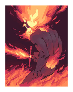 beard border eyebrows facial_hair fire holding_melee_weapon holding_object holding_sword holding_weapon male melee_weapon nude nude_humanoid nude_male rear_view red_background simple_background solo sword thick_eyebrows weapon white_border kingarthur_i elemental_creature fire_creature humanoid 2023 digital_drawing_(artwork) digital_media_(artwork) portrait restricted_palette three-quarter_portrait