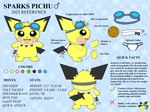 clothing cookie eyewear food fur goggles green_eyes scarf text underwear yellow_body yellow_fur pichu90 nintendo pokemon sparks_pichu generation_2_pokemon mammal mouse murid murine pichu pokemon_(species) rodent english_text hi_res model_sheet