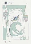 ambiguous_gender bathtub blue_body blue_eyes feral flower lying mirror on_side open_mouth pawpads paws plant social_media solo tail text yura_inaho nintendo pokemon eeveelution generation_1_pokemon pokemon_(species) vaporeon 2022 english_text japanese_text