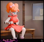 2024 3d_(artwork) animatronic blackterio blender_(artwork) blue_eyes bottomwear circus_baby_(fnaf) clothed clothing digital_media_(artwork) female fingers five_nights_at_freddy's fully_clothed hair hi_res humanoid machine not_furry orange_hair red_bottomwear red_clothing red_skirt red_topwear robot scottgames sister_location skirt solo text topwear url white_body